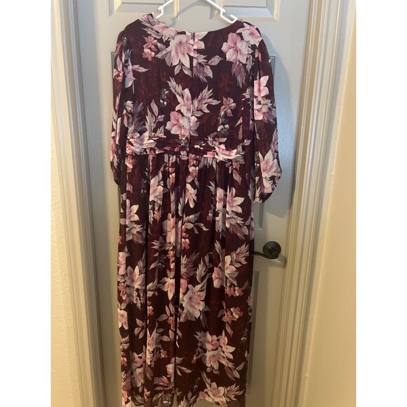 NWT Jessica Howard Burgundy Pink Floral Maxi Dress‎ 16W, WeddingElegant MSRP$169 - Picture 5 of 12